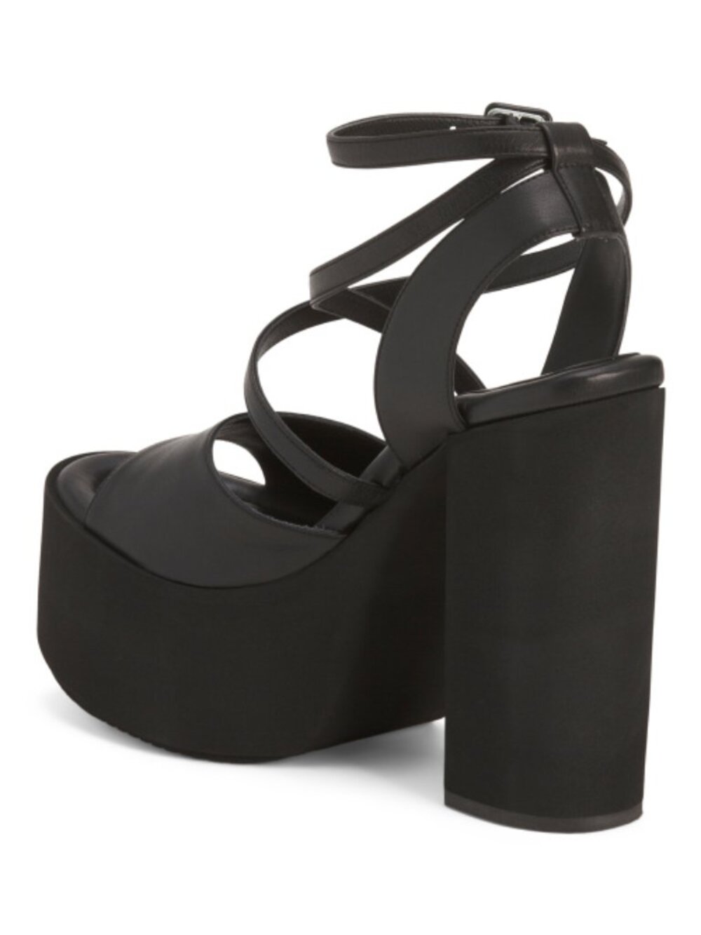 Paloma Barcelo Anfisa Black Leather Platform Ankle Strap Sandal New in the Box